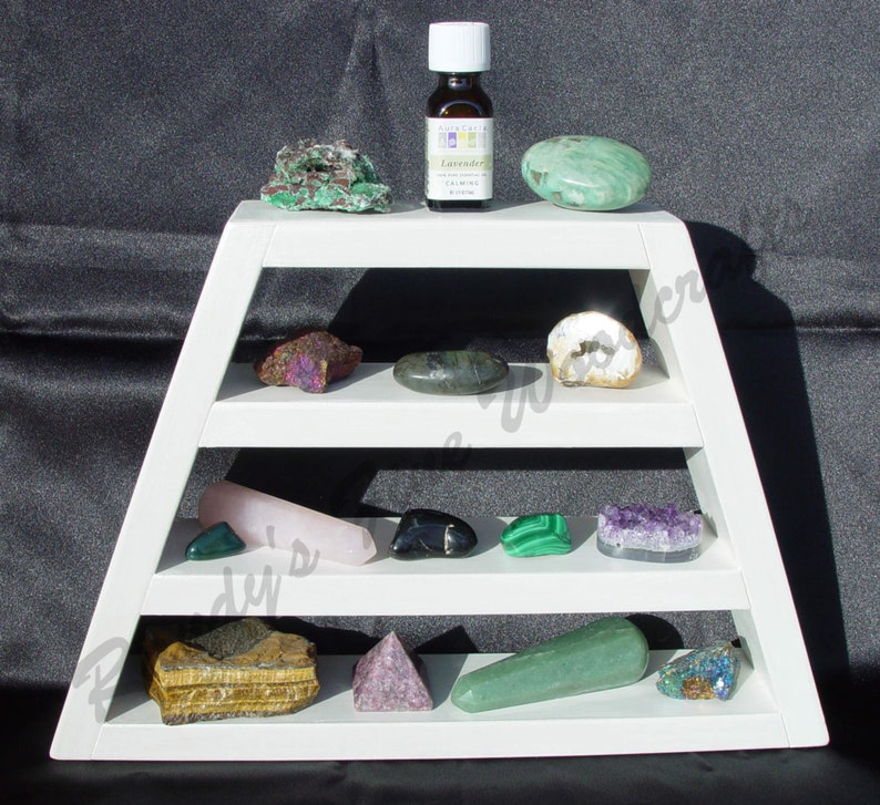Rock Display Case White Pearl Healing Crystal Shelf Altar Etsy