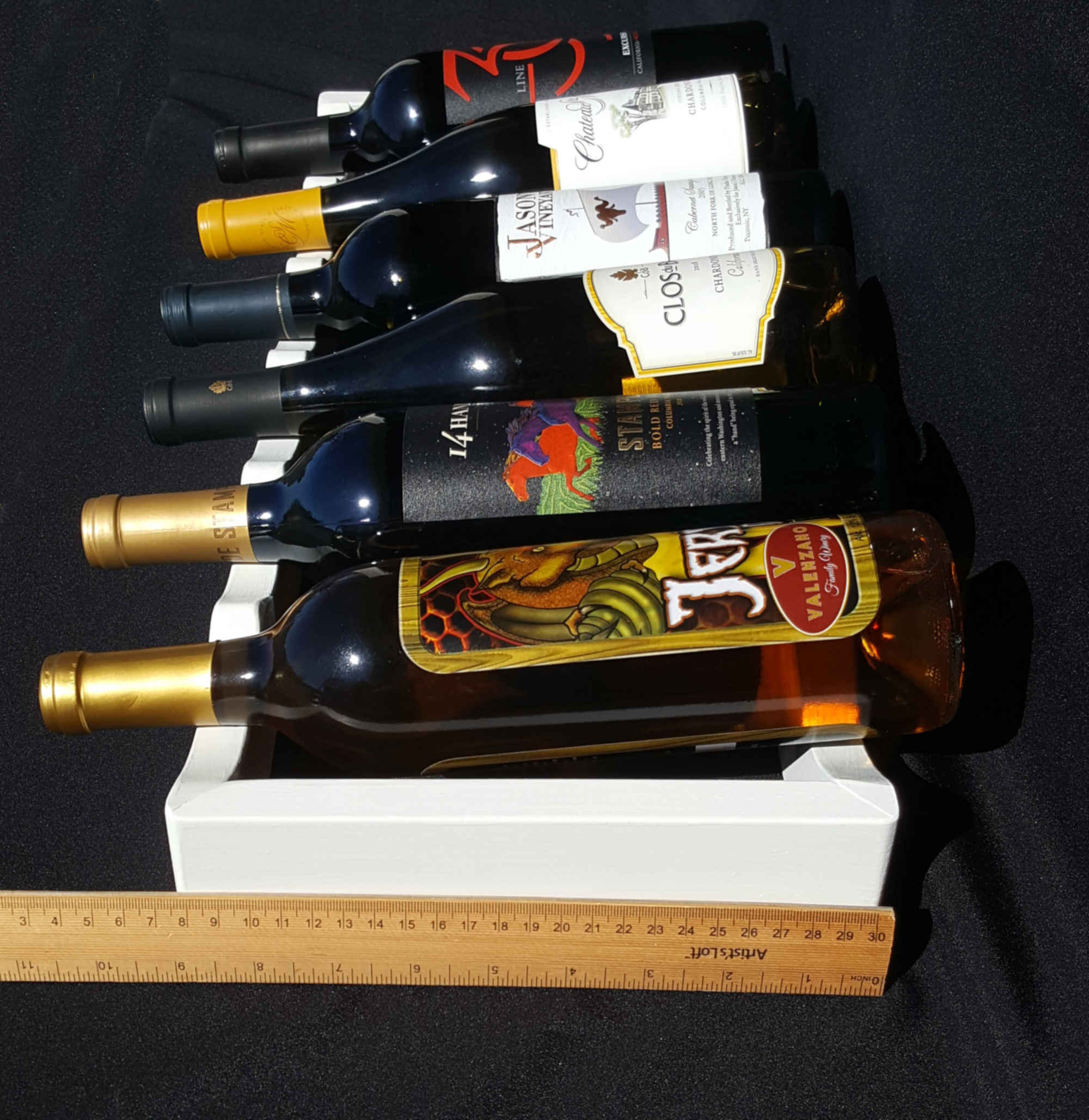 Wine Rack 6 Bottle Wine Bar Storage Low Profile White Dove Color