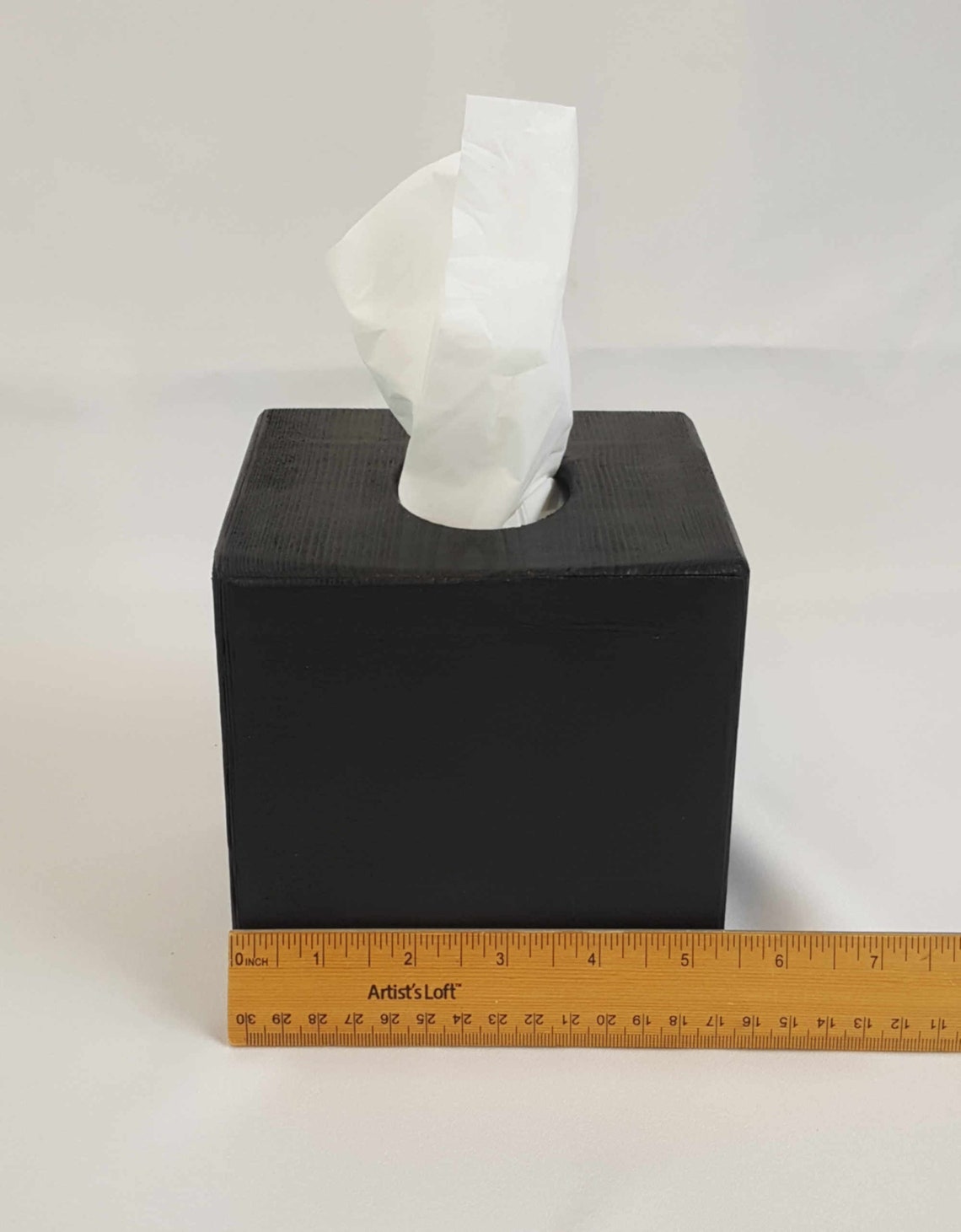 Black Satin Tissue Box Cover Cube Square Lightly Raised Wood Etsy
