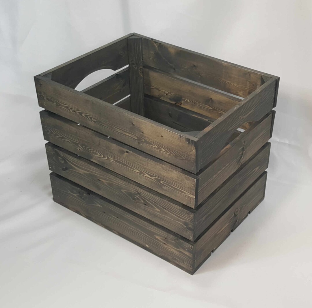 Medium Rustic Wood Crate Entryway Foyer Mudroom Decor Gray Etsy