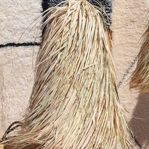 Abat jour / Suspension marocain tube à franges en feuilles de palmier blanches image 2