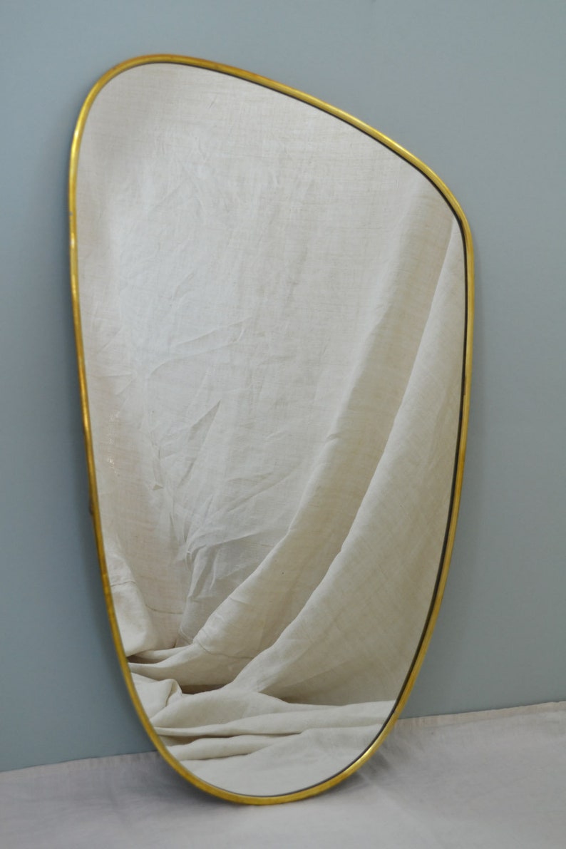 Golden brass mirror ovoid/trapezium thin edges 3 sizes available L-XL-XXL image 2