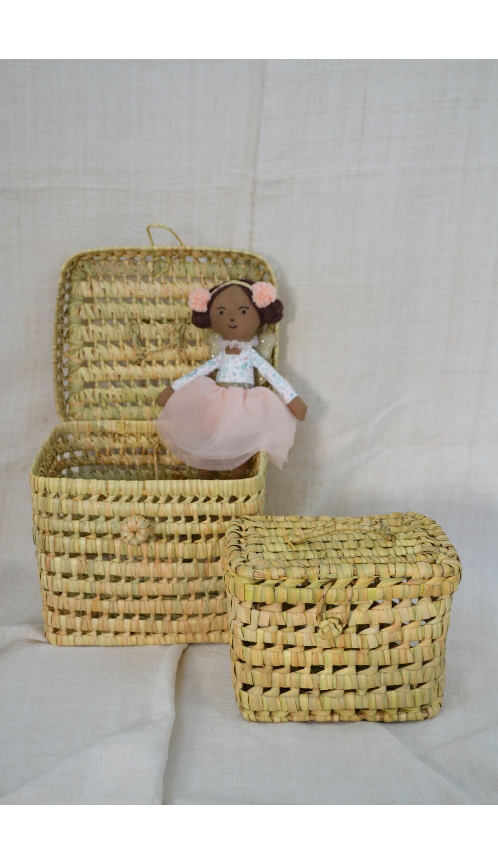 Valisette Rangement Boite à Gouter et Décoration en Feuilles de Palmier 2 Tailles