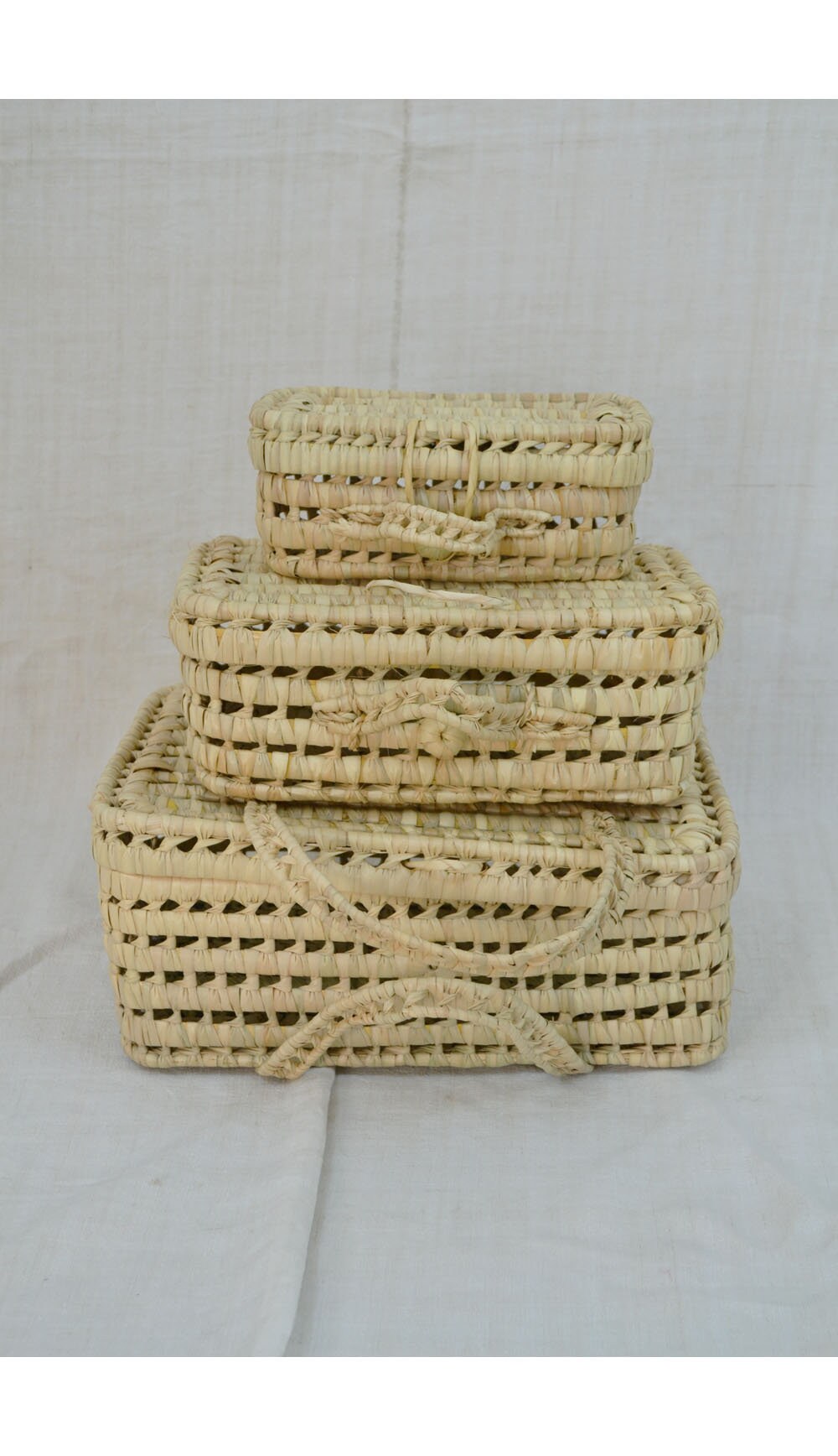 Valisette Rangement et Décoration en Feuilles de Palmier 3 Tailles