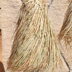 Abat jour / Suspension marocain tube à franges en feuilles de palmier blanches image 3