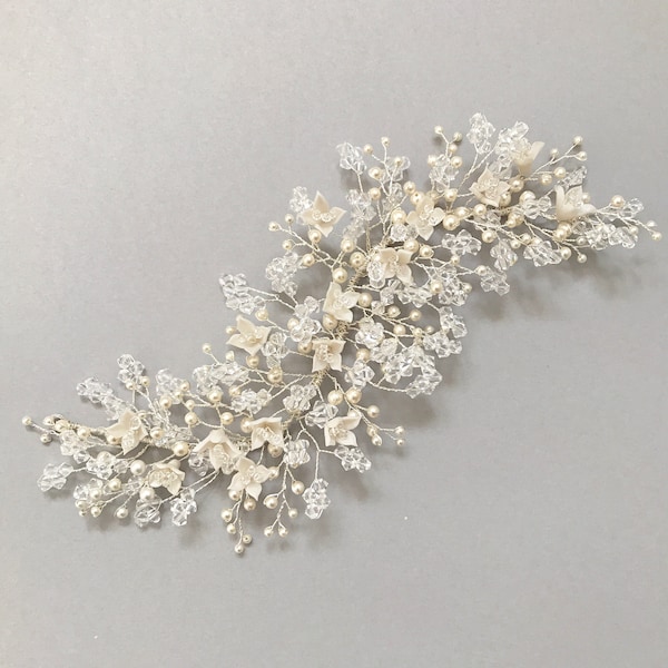 SAVANNAH | Crystal bridal hair vine, crystal floral wedding hair accessory, bridal hair accessory