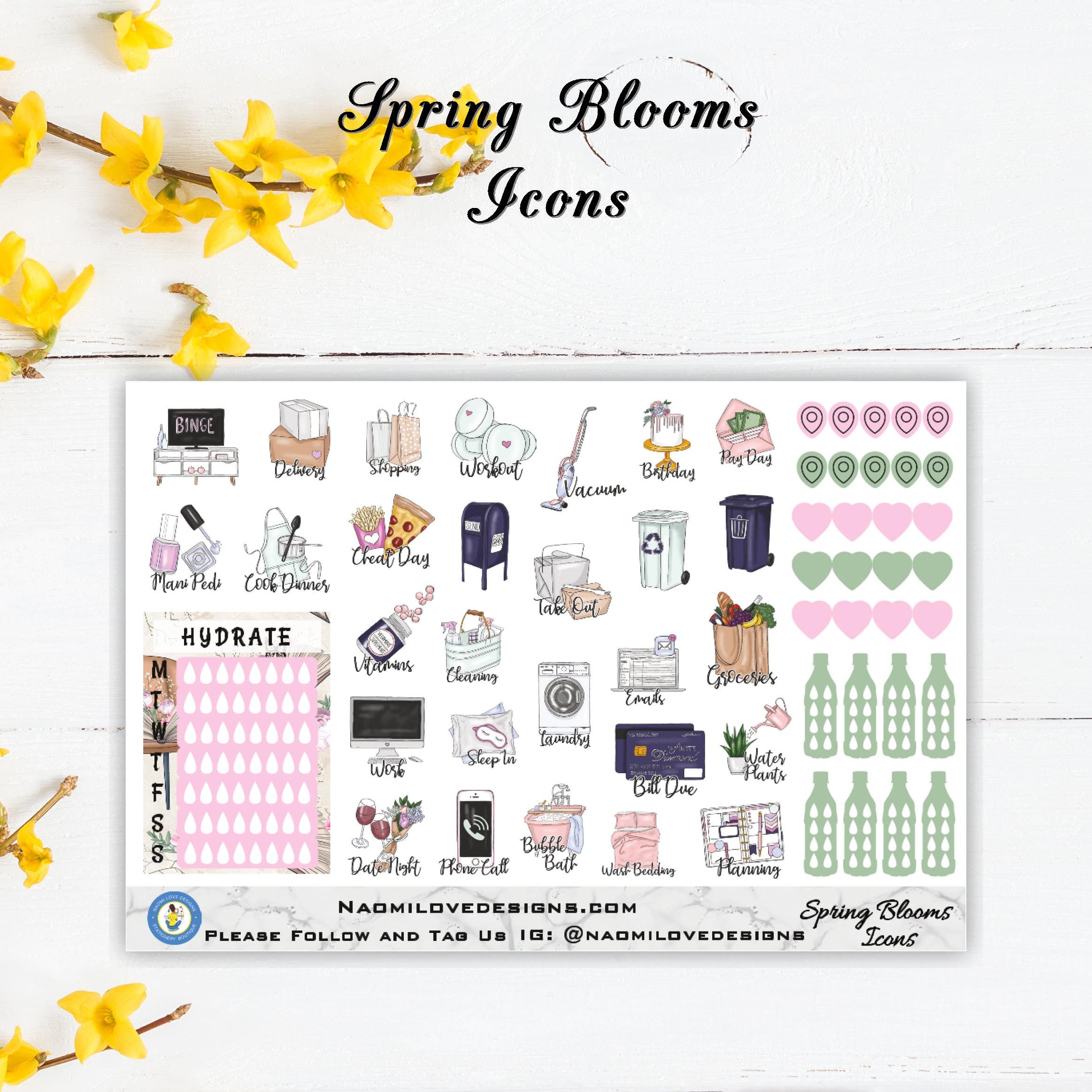 NEW Spring Blooms Planner Stickers Single Sheets Or 8 Etsy New spring blooms planner stickers single sheets or 8 etsy