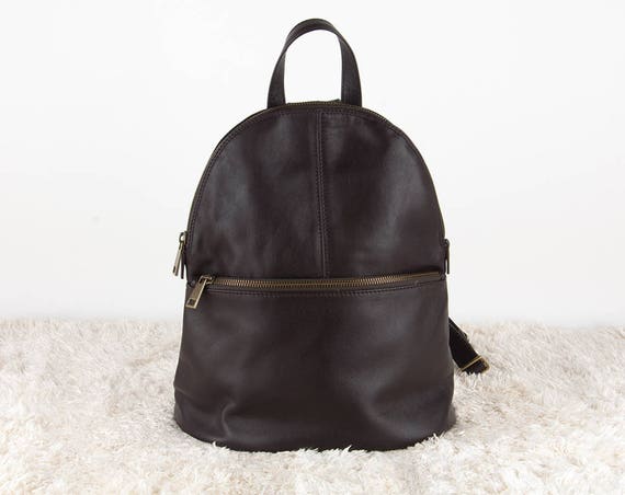 etsy black leather backpack