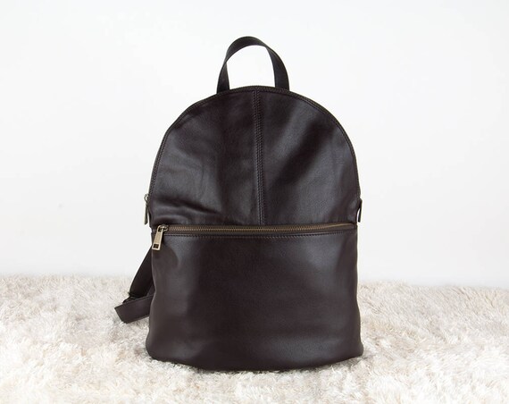 etsy black leather backpack