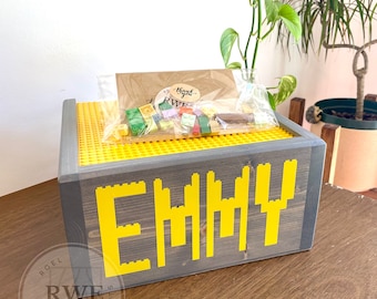 Personalized Wood Lego Storage Box | Kids Playroom Organizer