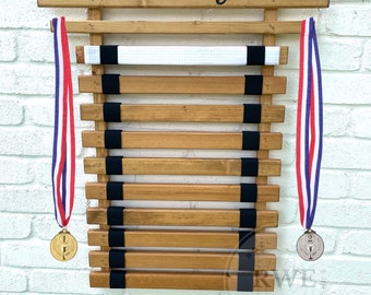 Personalized Martial Arts Belt and Medal Holder | Stained Wood Display