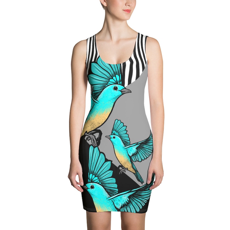 Blue Bird Sublimation Cut /& Sew Dress