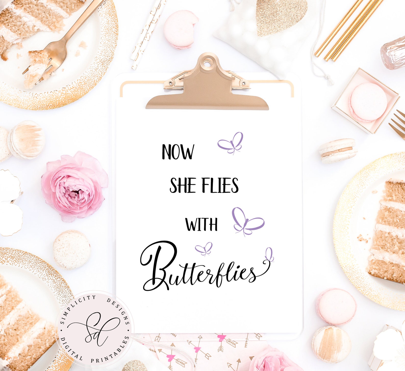 Now She Flies With Butterflies Printable INSTANT DOWNLOAD - Etsy