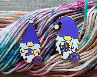 Periwinkle 2022 Color of the Year Knitting or Crocheting Gnome- Hard Enamel Pin - Enamel Pin/ Gnome Pin/ Hard Enamel Pin/ Gift for Knitter