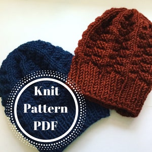 The Bernadette Beanie Pattern- knitting pattern- beginner hat pattern- beginner knitter