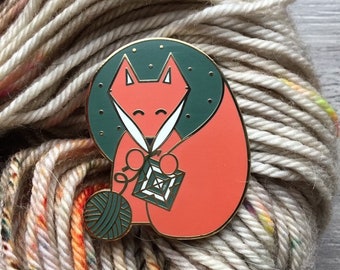 Crocheting Fox Hard Enamel Pin- Pin for Crocheters/ Granny Square Fox/ Hard Enamel Pin/ Fox Pin/ Gift for Crocheter/ Red Fox Pin