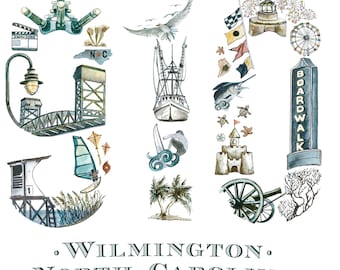 910 Area Code Poster, Cape Fear, Wilmington, North Carolina