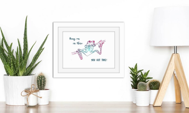 Printable Postcard Encouragement Quote Tree Frog Art Print in various postcard sizes