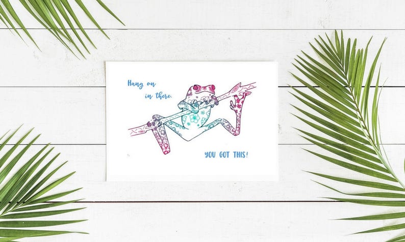 Printable Postcard Encouragement Quote Tree Frog Art Print in various postcard sizes