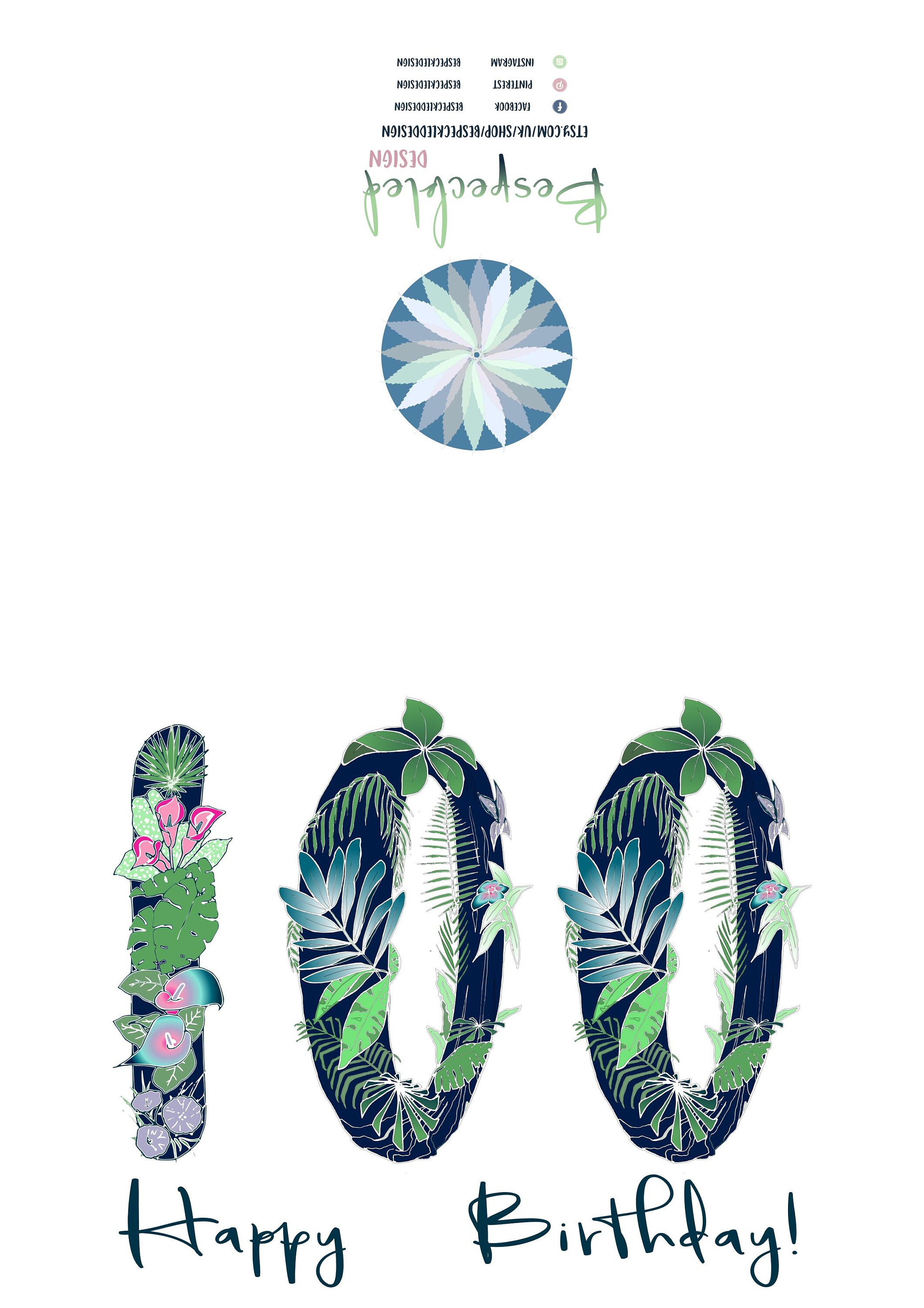 100th birthday card printable card etsy