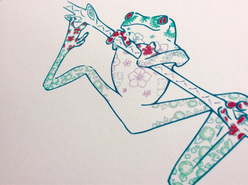 Printable Postcard Encouragement Quote Tree Frog Art Print in various postcard sizes