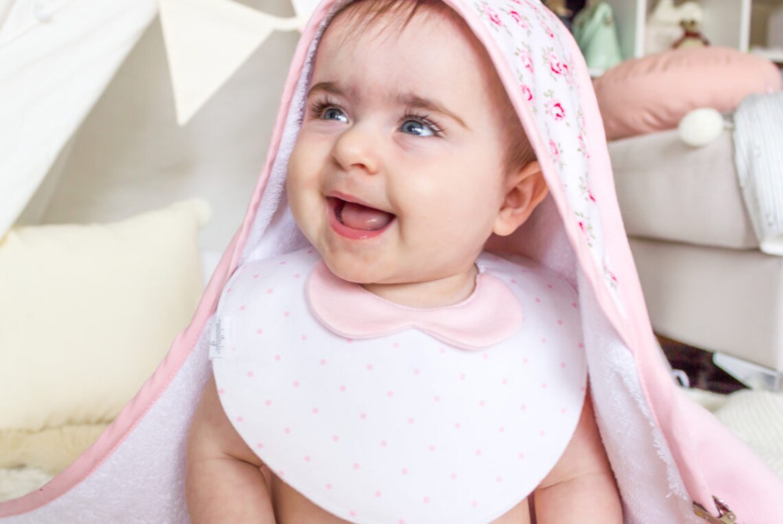 Pink Floral Baby Towel Bath Hooded Towels Baby Wrap Newborn Etsy