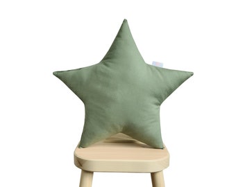 Hunter Green Star-kussen, sterkussen, kinderkussens, kinderkamerkussens, sterrenkinderdagverblijfinrichting, kinderkussens, kinderkamerinrichting, decor babymeisje/jongen