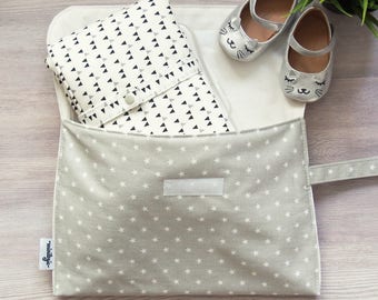 Diaper Clutch, Diaper Bag Organizer Pouches, Diaper & Wipes Case, Nappy Clutch, Cloth Diaper Bag, Small Baby Bag, Diaper Wallet, Gray Stars