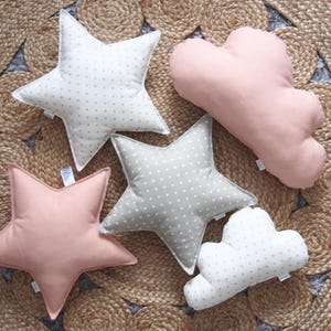 Pink Blush Linen Star Shaped pillow, Star cushion, Star Shaped Pillow, Child Pillow, kids Pillow, Star Nursery Decor, Kids Room Decor image 3