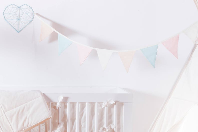 Pastel Flag Bunting Banner, Fabric Flag Banner, Flag Garland, Fabric Bunting Garland, Nursery Banner, Pennant Banner,Birthday bunting banner image 5