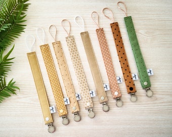 Pacifier Clip Pack of 3, Pacifier holder set, Pacifier Keeper Brown & Mustard, Binky Clip, Paci Clip Sets