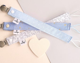 Pacifier Clip Pack of 3, Pacifier holder set, Pacifier Keeper Blue & White, Binky Clip, Paci Clip Sets