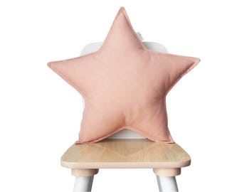 Cuscino a forma di stella in lino rosa Blush, cuscino a stella, cuscino a forma di stella, cuscino per bambini, cuscino per bambini, arredamento per l'asilo nido stellato, arredamento della camera per bambini