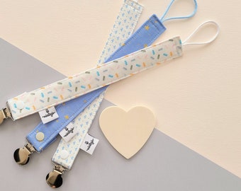 Pacifier Clip Pack of 3, Pacifier holder set, Pacifier Keeper Blue & White, Binky Clip, Paci Clip Sets