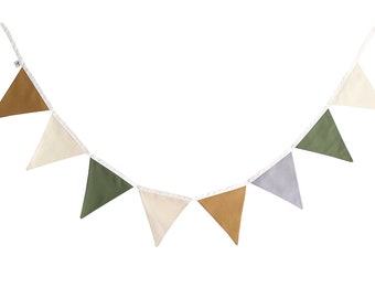 Golden Green Flag Bunting Banner, Fabric Flag Garland, Fabric Flag Banner, Fabric bunting garland,Nursery Pennant Banner,Birthday banner