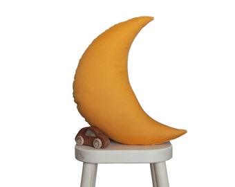 Mustard Moon pillow, Moon Shaped Pillow, Moon cushion, Moon Throw Pillow, Moon nursery decor, kids pillows, kids room decor, baby pillow