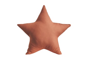 Burnt Orange Star Pillow, Terracotta Star Cushion, Star Shaped Nursery Pillows, Baby Pillow,kids pillow, Star Nursery Decor, Kids Room Decor