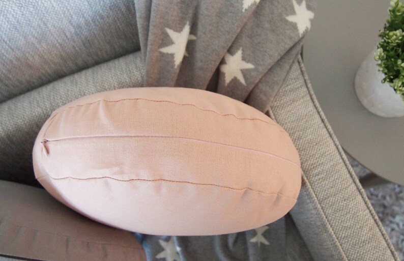 Modern Blush Pink Linen Round Decorative Pillow Round Throw Etsy