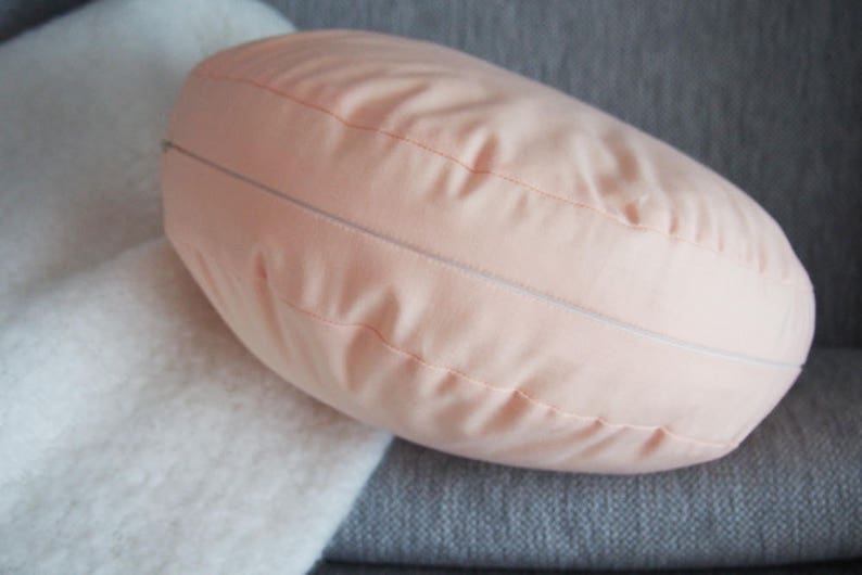 Modern Peach Round Decorative Pillow, Round Throw Pillow, Round Cushion,Round Pillow, Pastel Nursery, Round Floor Pillow,Girls Nursery Decor image 3