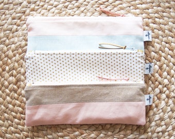 Pink Reusable Snack Bag, Reusable Zipper Snack pouch, Reusable Zipper Straw Cutlery Pouch, Straw Case, Utensil Case, Pencil Case, Zero Waste