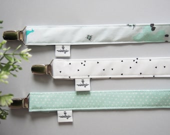 Pacifier Clip Pack of 3, Pacifier holder set, Pacifier Keeper Aqua & White, Binky Clip, Paci Clip Sets