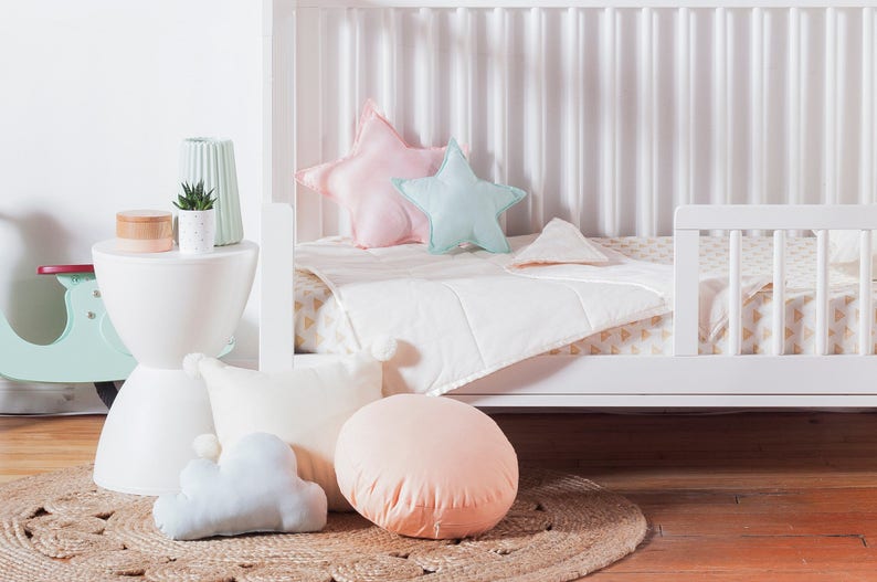 Modern Peach Round Decorative Pillow, Round Throw Pillow, Round Cushion,Round Pillow, Pastel Nursery, Round Floor Pillow,Girls Nursery Decor image 5