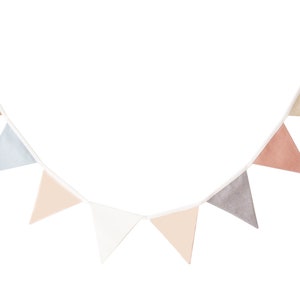 Pink Natural LINEN Flag Bunting Banner, Fabric Flag Garland,Fabric Flag Banner,Fabric bunting garland,Nursery Pennant Banner,Birthday banner