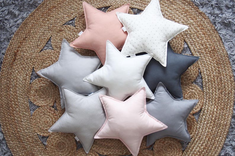 Pink Blush Linen Star Shaped pillow, Star cushion, Star Shaped Pillow, Child Pillow, kids Pillow, Star Nursery Decor, Kids Room Decor image 6