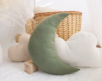 Green Moon Pillow, Cloud pillow, Star Pillow, Moon cushion, Green Nursery throw Pillows, Star Cushion, Kids Pillows, Kids Room Decor