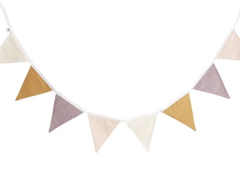 Woodsy Neutral Flag Bunting Banner, Fabric Flag Garland, Fabric Flag Banner, Fabric bunting garland,Nursery Pennant Banner,Birthday banner