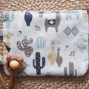 Bolso de mano para pañales con diseño de llama gris, bolsa organizadora para pañales, estuche para pañales y toallitas, bolsa para pañales, bolsa pequeña para bebés, bolsa grande para artículos de tocador, bolsa con cremallera