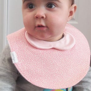 Pink Floral Baby Girl bib, Baby Bib, Drool Bib, Bib for Girl, Dribble Bib, Baby Shower Gift, Modern Bib,Newborn Gift, Minilogie Baby Bib image 2