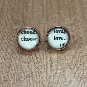 Choose Love, Stud Earrings, Dictionary Earrings