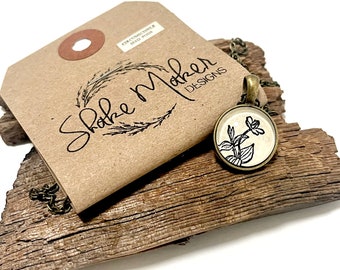 Collar de flores de vainas de semillas circuncisas • Collar de arte de la enciclopedia • Joyería reciclada • Collar de vainas de semillas • Botánica • Collar de flores